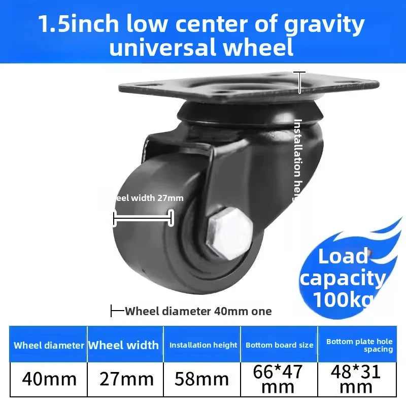 1.5/2/3inch Heavy Duty Swivel Castor Trolley Wheels Furniture Rotatable Caster with Safety Lock Brake for Table Chair Sofa Oasis Select 1.5 inch B