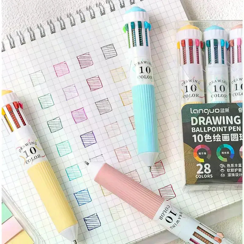 28 Color Ballpoint Pen 0.8mm Soft Grip Press Multicolor Writing Pen For Drawing School Supplies Stationery Oasis Select