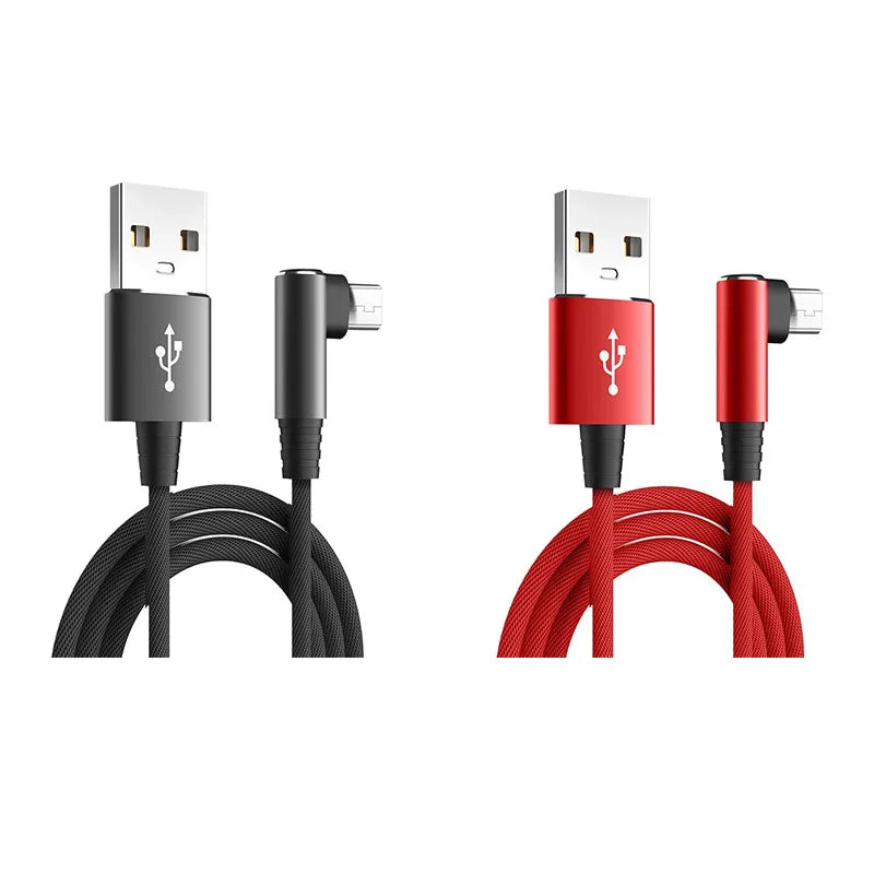 1/3pcs USB Micro Cable 3A 90 Degree Elbow Data Cable Charger Cord for Xiaomi Mobile Phone Accessories Fast Charging Usb Cable Oasis Select mix-2pcs 1 2m