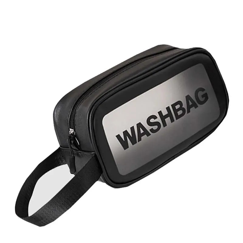 PU Waterproof Cosmetic Bag Portable Large Capacity Transparent Wash Bag Travel Frosted Cosmetic Organizer Swimming Bag Oasis Select