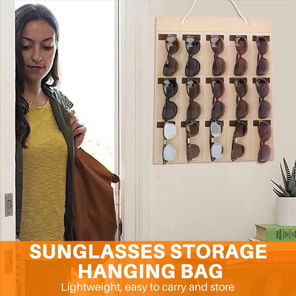 1pc Foldable glasses hanging bag, sunglasses storage rack, wall mounted sunglasses storage bag, glasses display rack Oasis Select