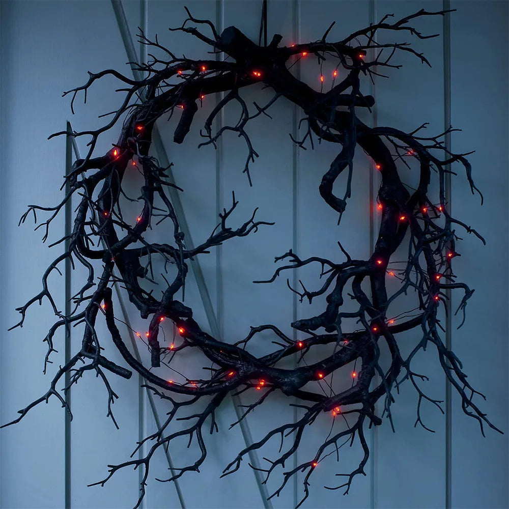 Halloween Horror Night Wreath Ghost Festival Bar Imitation Withered Vine Branch Wreath Black Withered Vine home accessories Oasis Select
