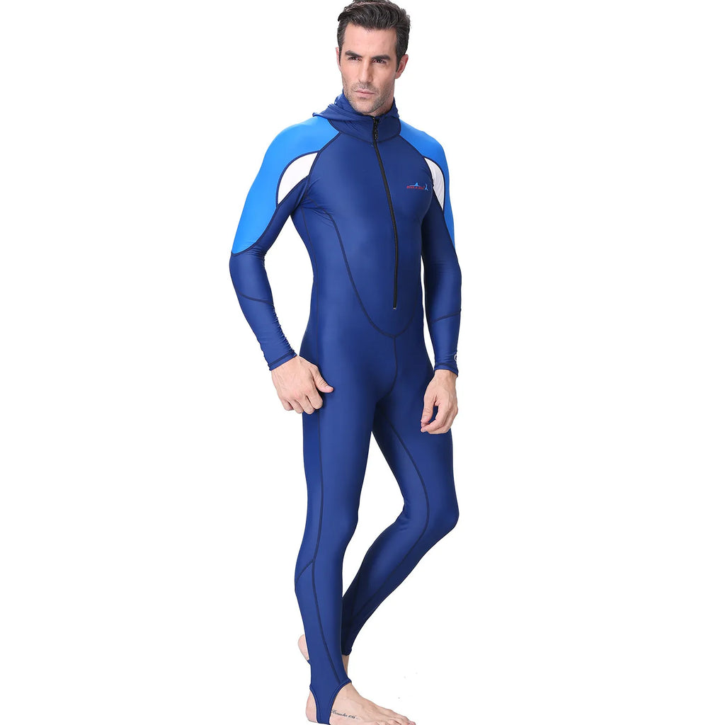 UPF 50+ Diving Suit One Piece Swimsuit Rash Guard Men Women Long Sleeve Swimwear with hood Quick-dry Plus Size Oasis Select