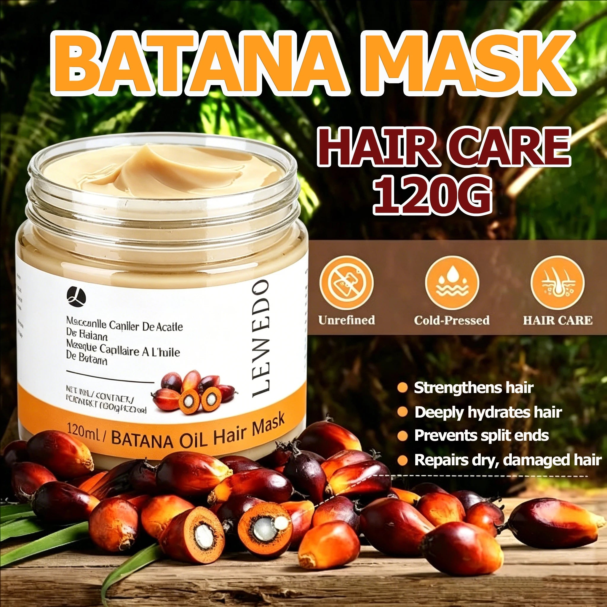 Batana Oil Hair Conditioner Organic Batana Oil For Dry Frizzy Hair Nourishing Smoothing Mask Moisturizes Scalp Repairs Damaged Oasis Select