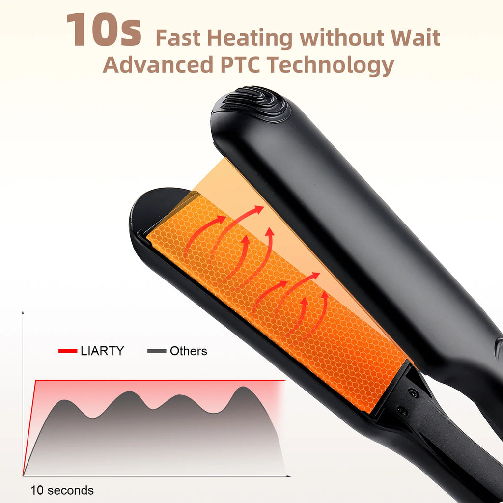 2-in-1 Hair Straightener & Curler | 10s Heat, 12 Temps