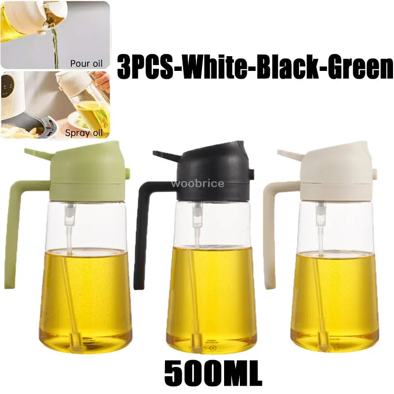 2in1 Oil Sprayer Plastic Bottle for Cooking Anti-leakage Olive Oil Storage Bottle for BBQ Air Fryer Steak Salad Kitchen Supplies Oasis Select 3PCS-mix2