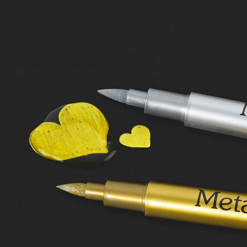 Gold Silver Metallic Permanent Markers Waterproof Paint Pens For Rock Mug Ceramic And Glass DIY Art Creation Supplies Oasis Select
