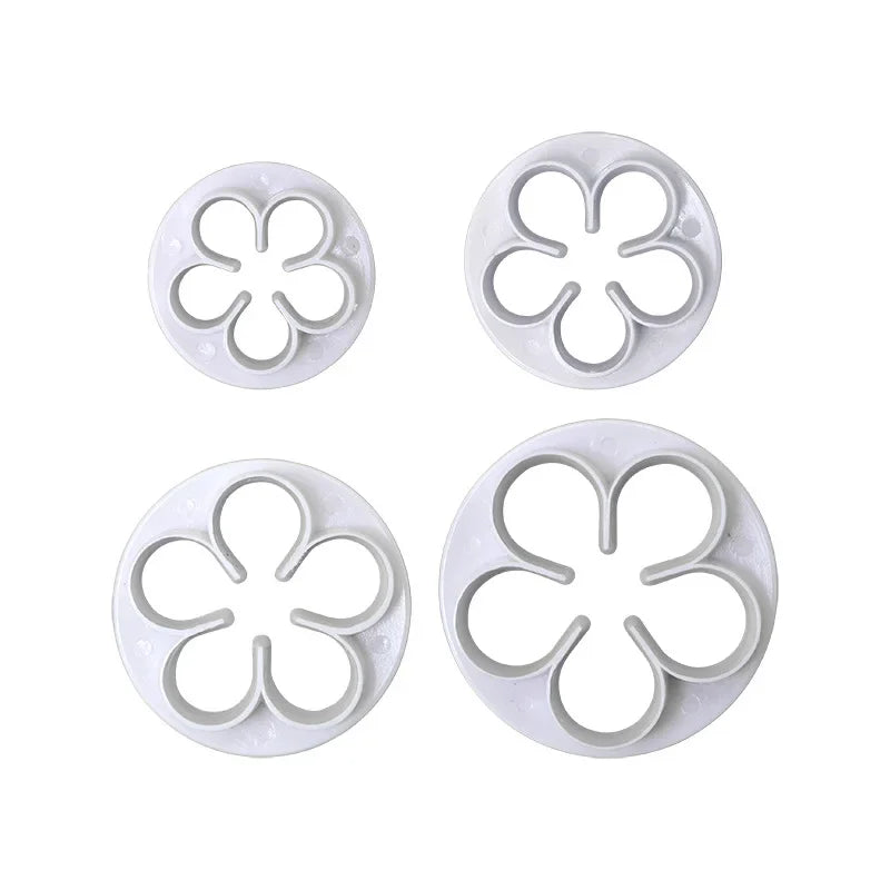 4pcs/set Plum Blossom Cookie Mold Cake Decorating Plunger Fondant Cutter Biscuits Pastry Mould Kitchen Bakeware Accessories Oasis Select