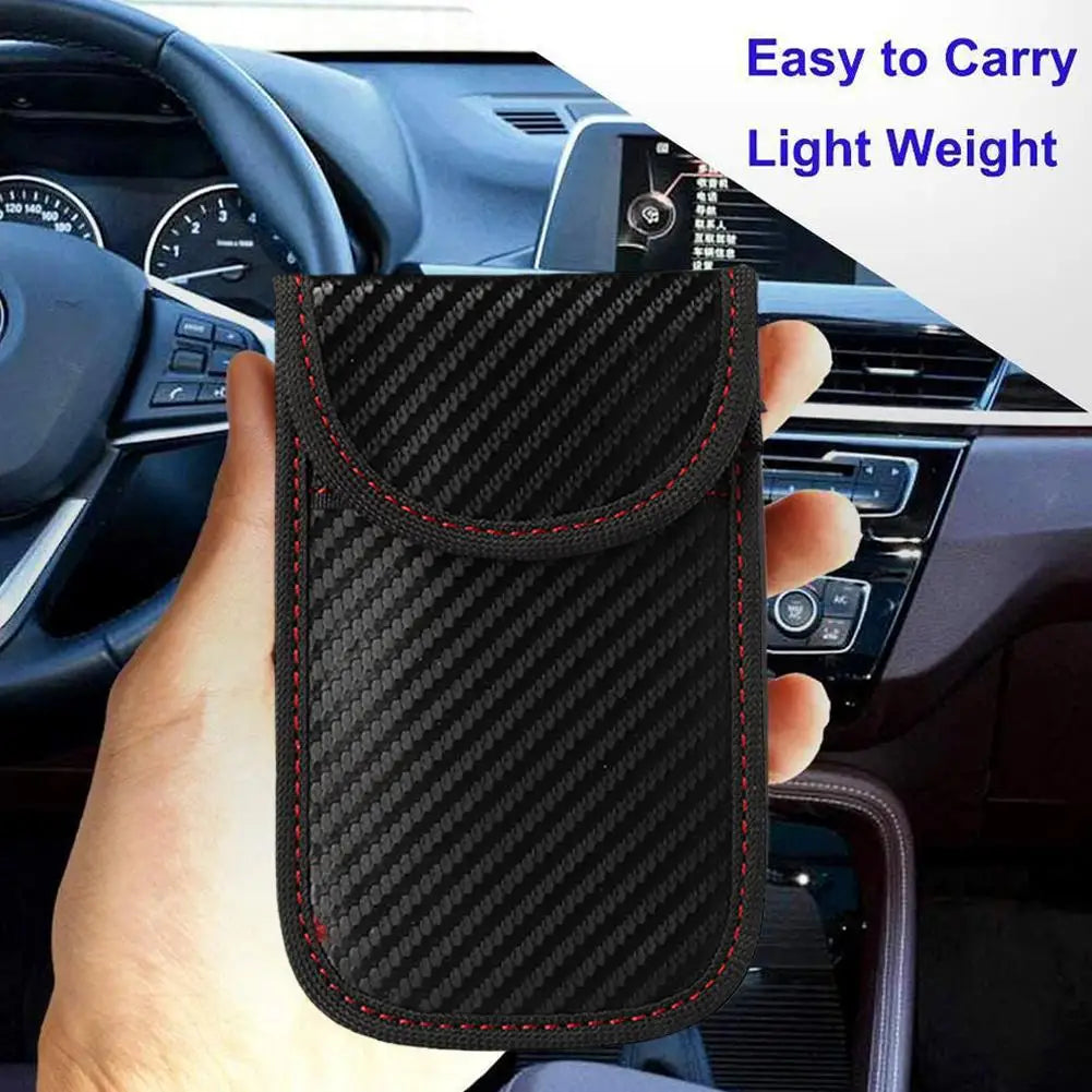 Carbon Fiber Car Key Faraday Pouch – Anti-Theft Signal Blocker