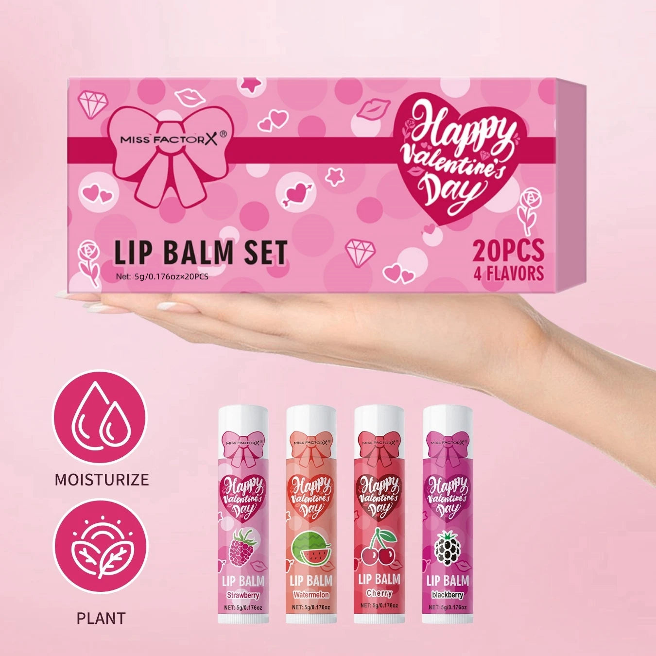 20PCS/Box Luxury Gift Set Lip Balm Set Hydrating and Glossy For Dry Lips Valentine's Day Gifts Women's Oasis Select