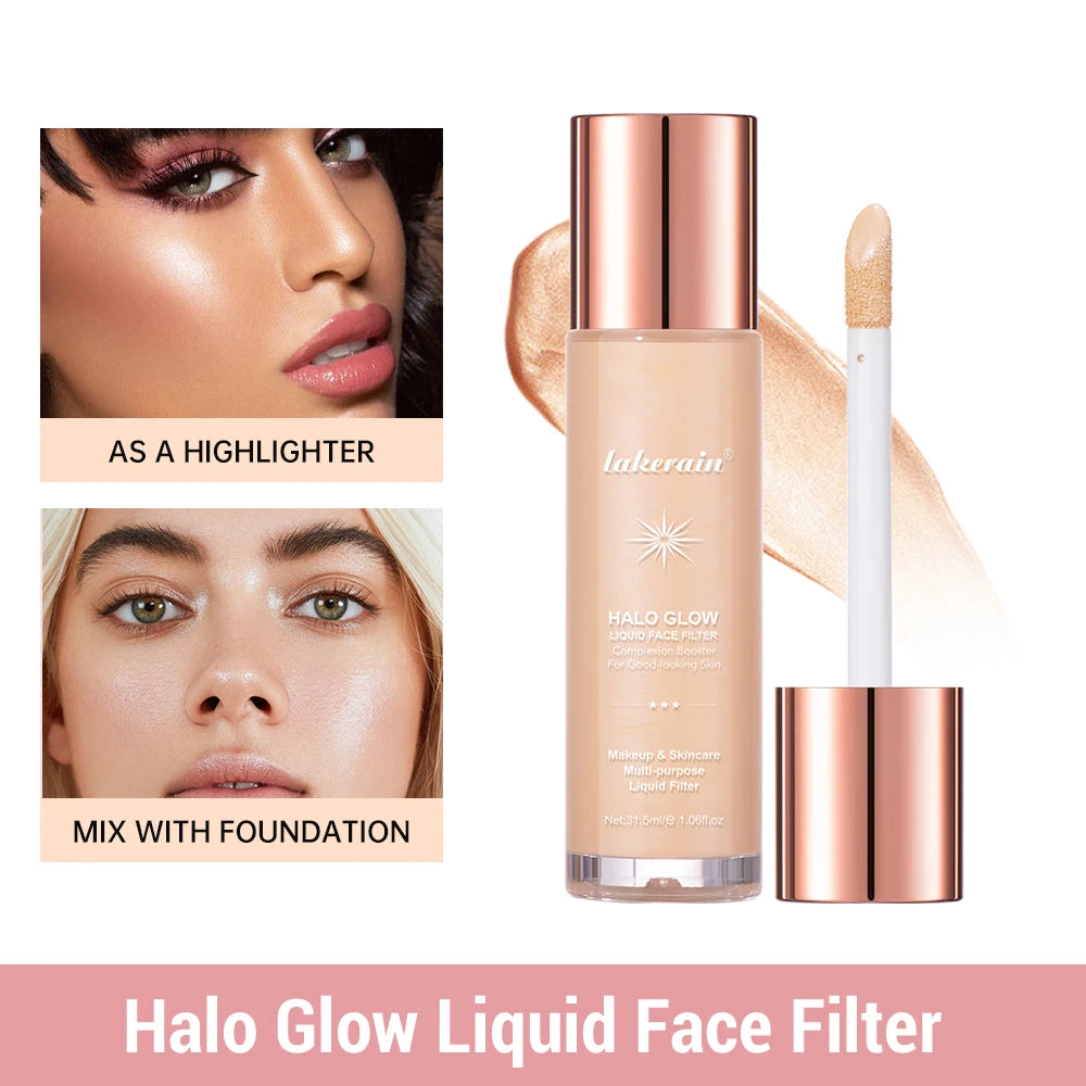 Halo Glow Liquid Filter Liquid Highlighter Face Contouring Pearlescent Makeup Brightener Bronzer Glow Body Face Contour Shimmer Oasis Select