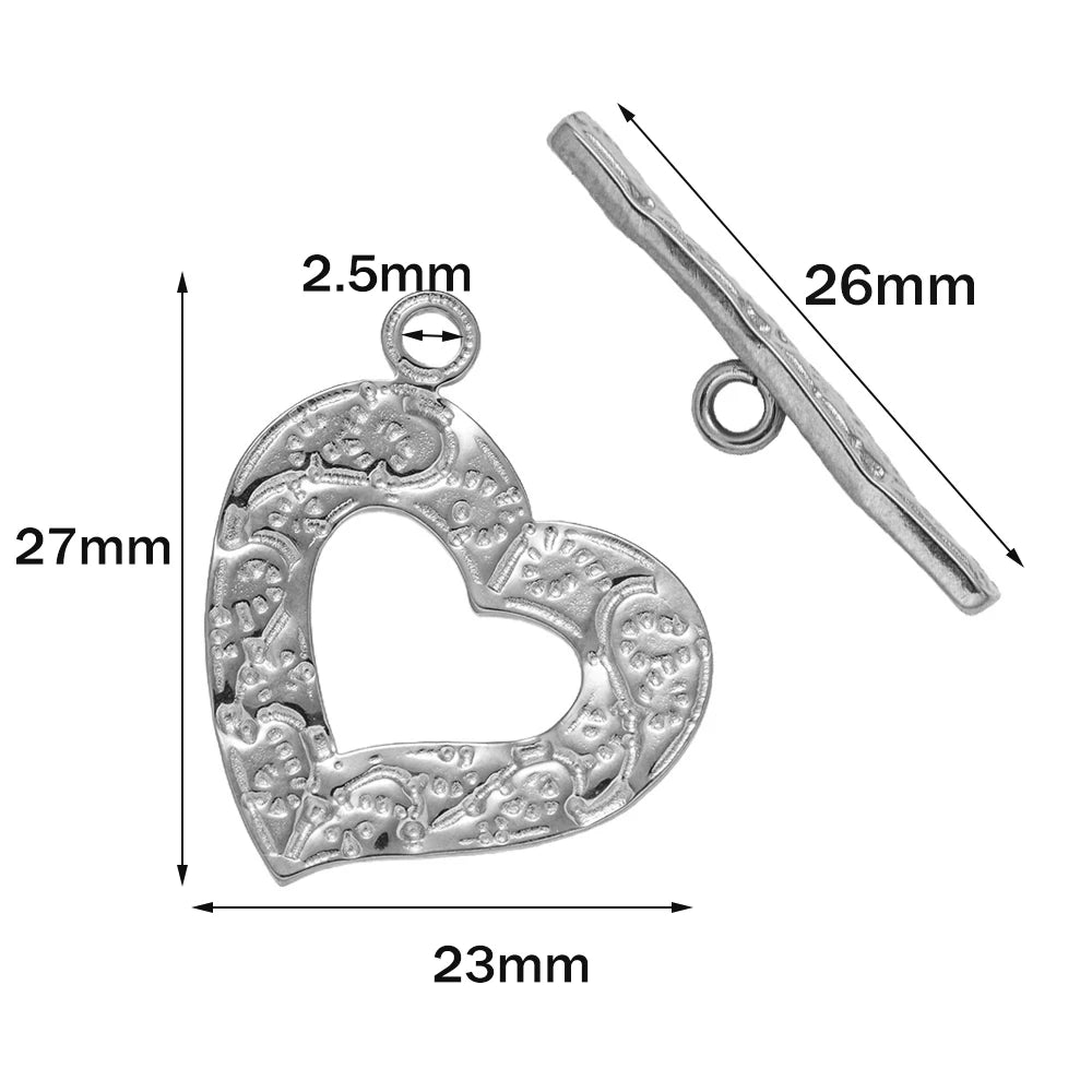 5 Sets Stainless Steel Toggle Clasp T-bar Closure Ring Fastener Hook End Connectors for DIY Necklace Bracelet Jewelry Making Oasis Select Steel 23x27mm