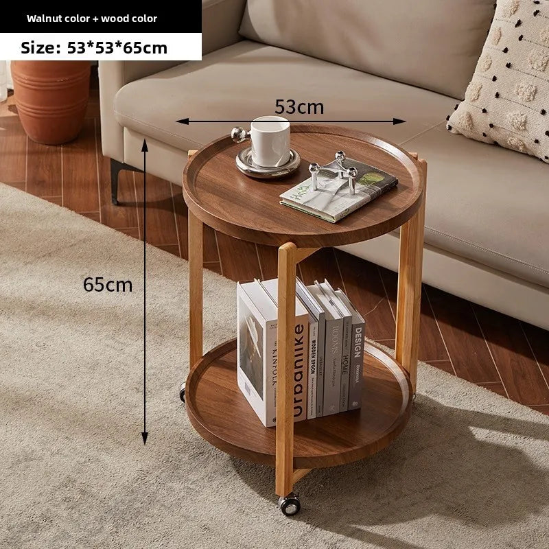 Multi-functional Movable trolley side table Living room coffee table Movable coffee table sturdy and durable Oasis Select Log color rack E