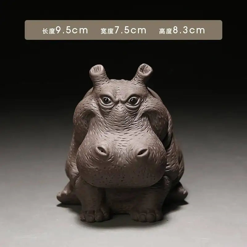 Hippo Purple Clay Tea Pet Wealth-attracting Handcrafted Tea Play Tea play Accessory Chinese Style Tea Pet Oasis Select Hippo