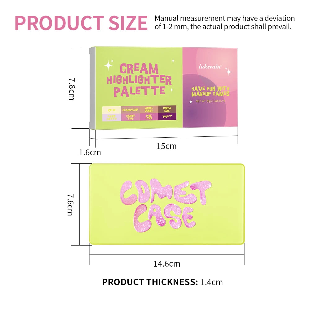 High Gloss Cement Case Cream Palette Set Makeup Matte & Shimmer Finishes with Pink Brown Nude Tones Long-Lasting Curve Case Oasis Select