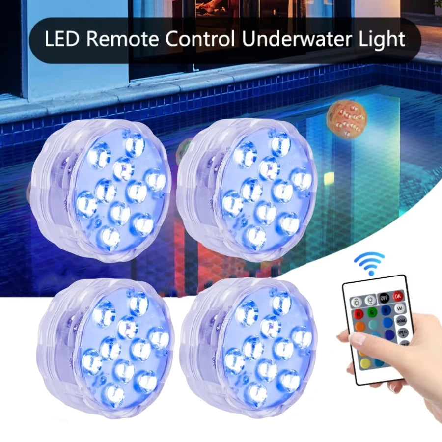 RGB Submersible LED Lights – 10 LED, IP68, Remote Control Underwater LED Light Oasis Select