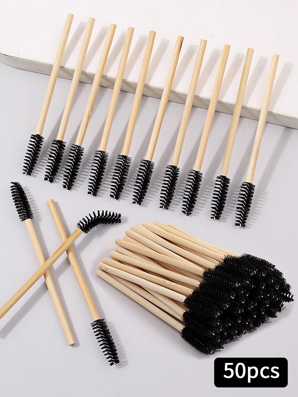 50-Pack Bamboo Mascara Wands & Eyelash Extension Brushes Mascara Wand Set Oasis Select