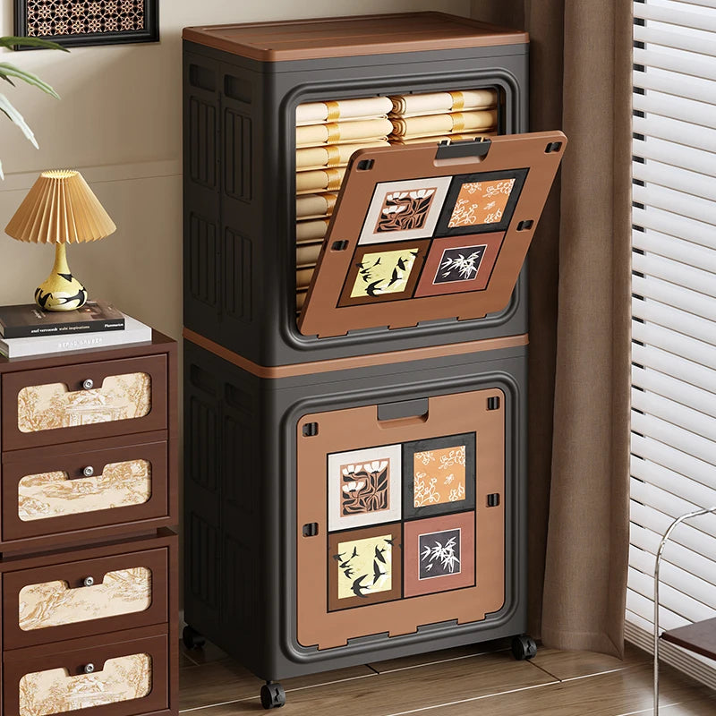 Chinese-style clothing storage cabinet, folding clothing and quilt storage box, large-capacity flip-top storage cabinet Oasis Select