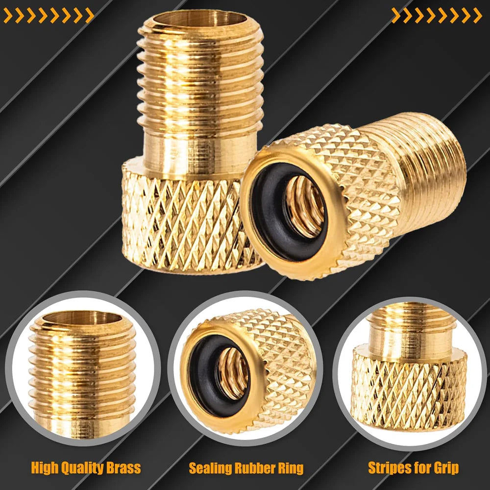 2Pcs Brass Presta Valve Adapter, Convert Presta to Schrader Adaptor, Inflate Tire for Bikes, 2 Pack Black Tire Valve Caps Oasis Select