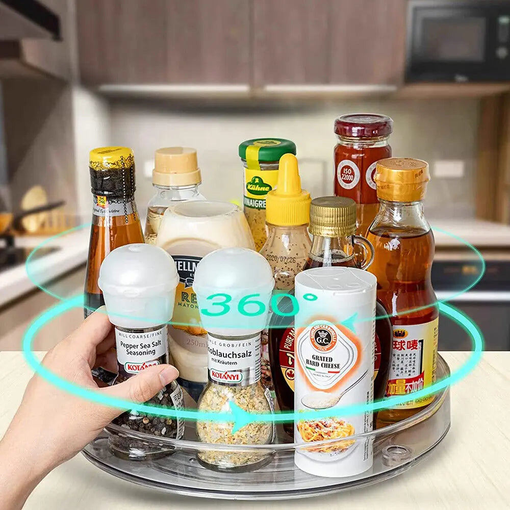Lazy Susan Turntable Organiser,Turntable Fridge Organiser 23 cm 27 cm Spice Rack Rotatable for Kitchen Cabinet Refrigerator Oasis Select