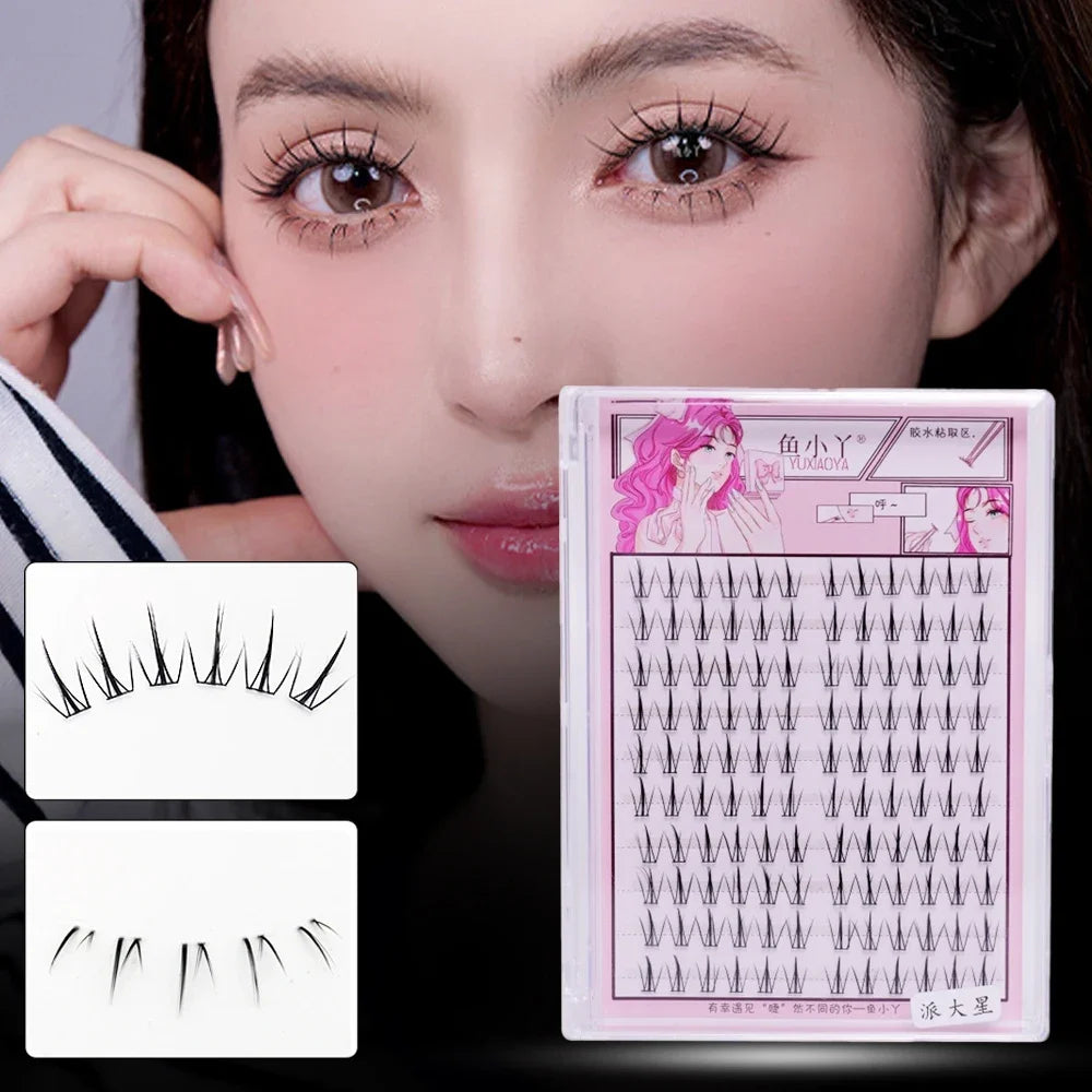 Manga Style Segmented Lash Clusters, Large Capacity Black Stem Individual False Eyelashes, Natural Daily Eye Makeup Oasis Select