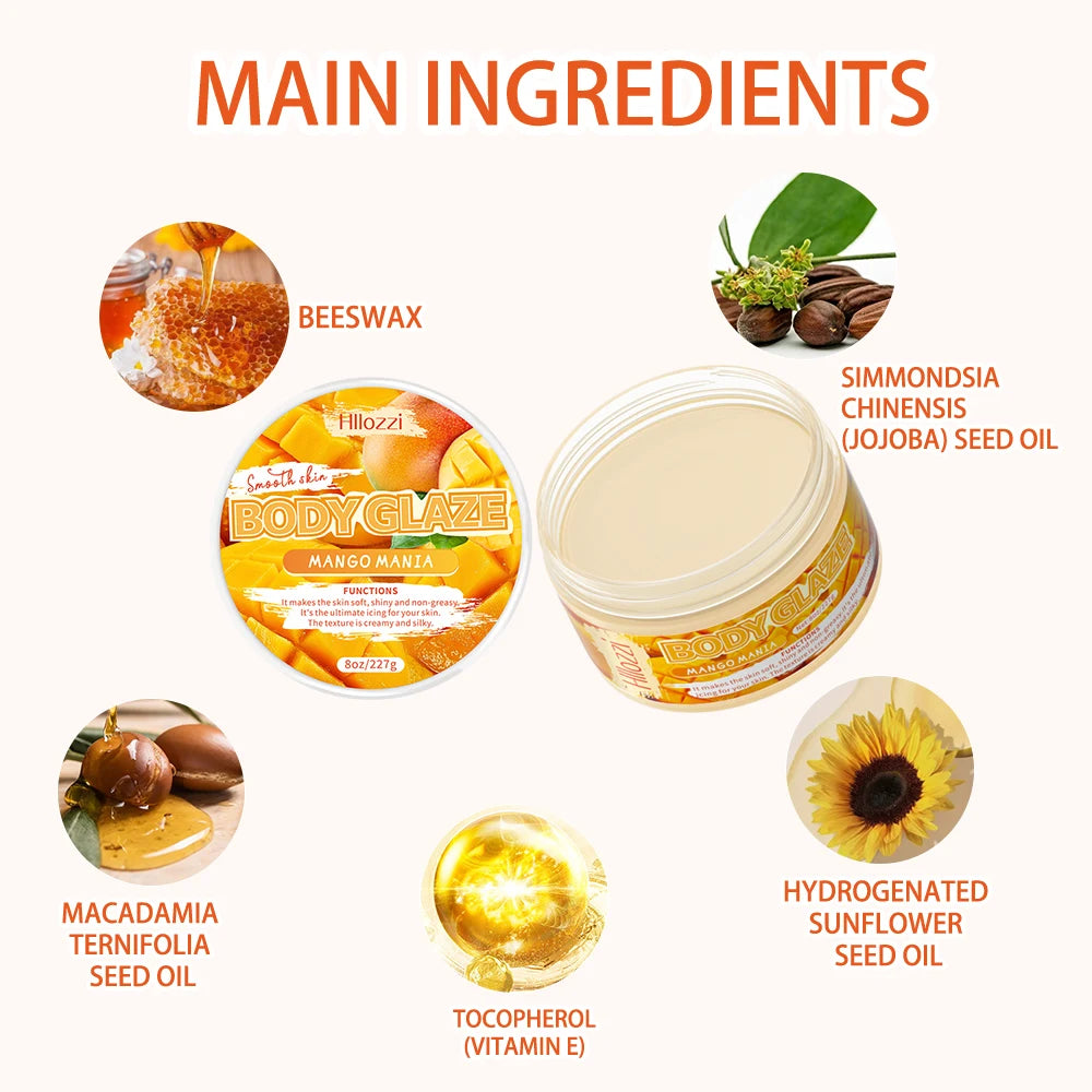 2oz/8oz Mango Mania Body Glaze Nourishing Moisturizing Skin Care Body Butter Refreshing Non-Greasy Body Oil Moisturizing Skin Lo Oasis Select