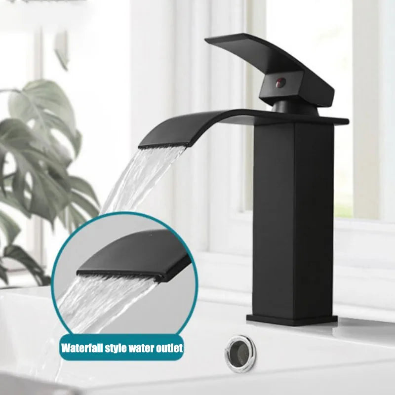 Waterfall Sink Faucet Bathroom Accessories Dual Control of Hot and Cold Bathroom Mixer Tap Washbasin Faucet Set Fixture Home Oasis Select