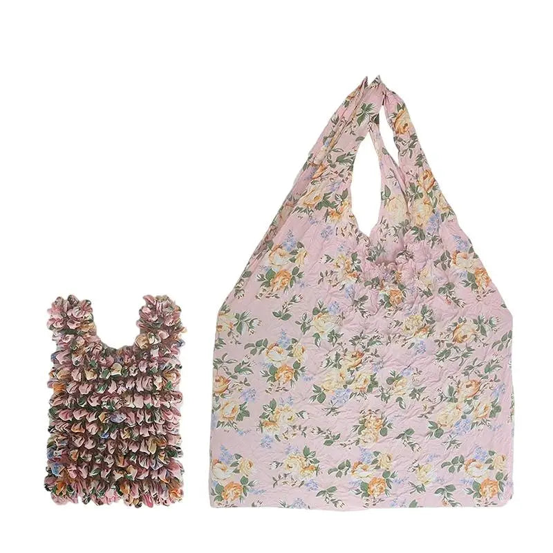 Flower Expansion Fold Pleated Flexible Stretch Mini Shopping Bag Large Capacity Bubble Elastic Portable Handbag Storage Bag Oasis Select A5