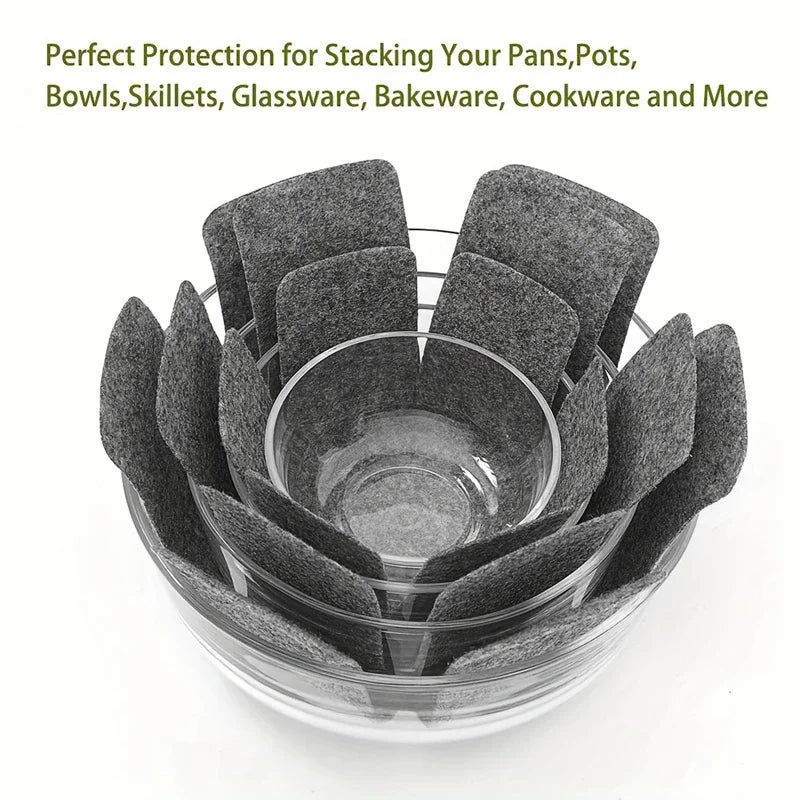 3Pcs Pot Pan Felt Protectors Divider Pads Heat Resistant Prevent Scratching Separate Mat Surfaces For Cookware Kitchen Tool Oasis Select