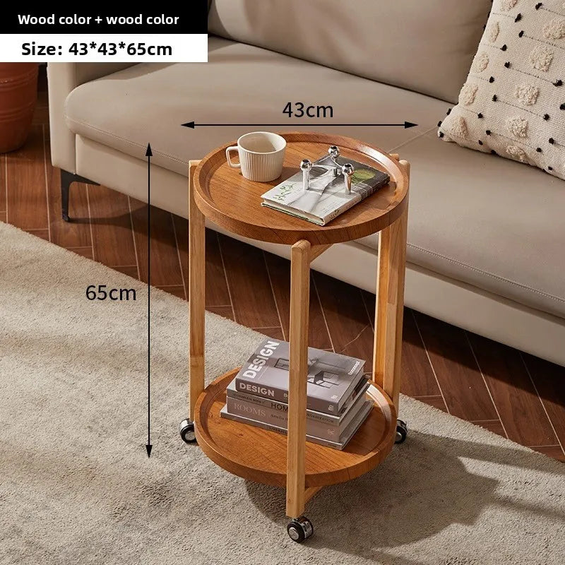 Multi-functional Movable trolley side table Living room coffee table Movable coffee table sturdy and durable Oasis Select Log color rack B