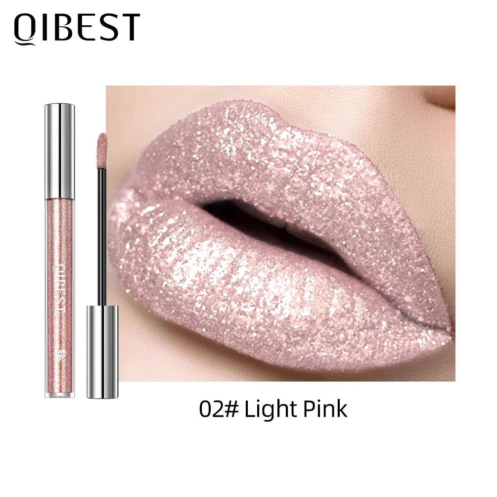 QiBest Diamond Glitter Lip Gloss – Waterproof Pearl Shimmer