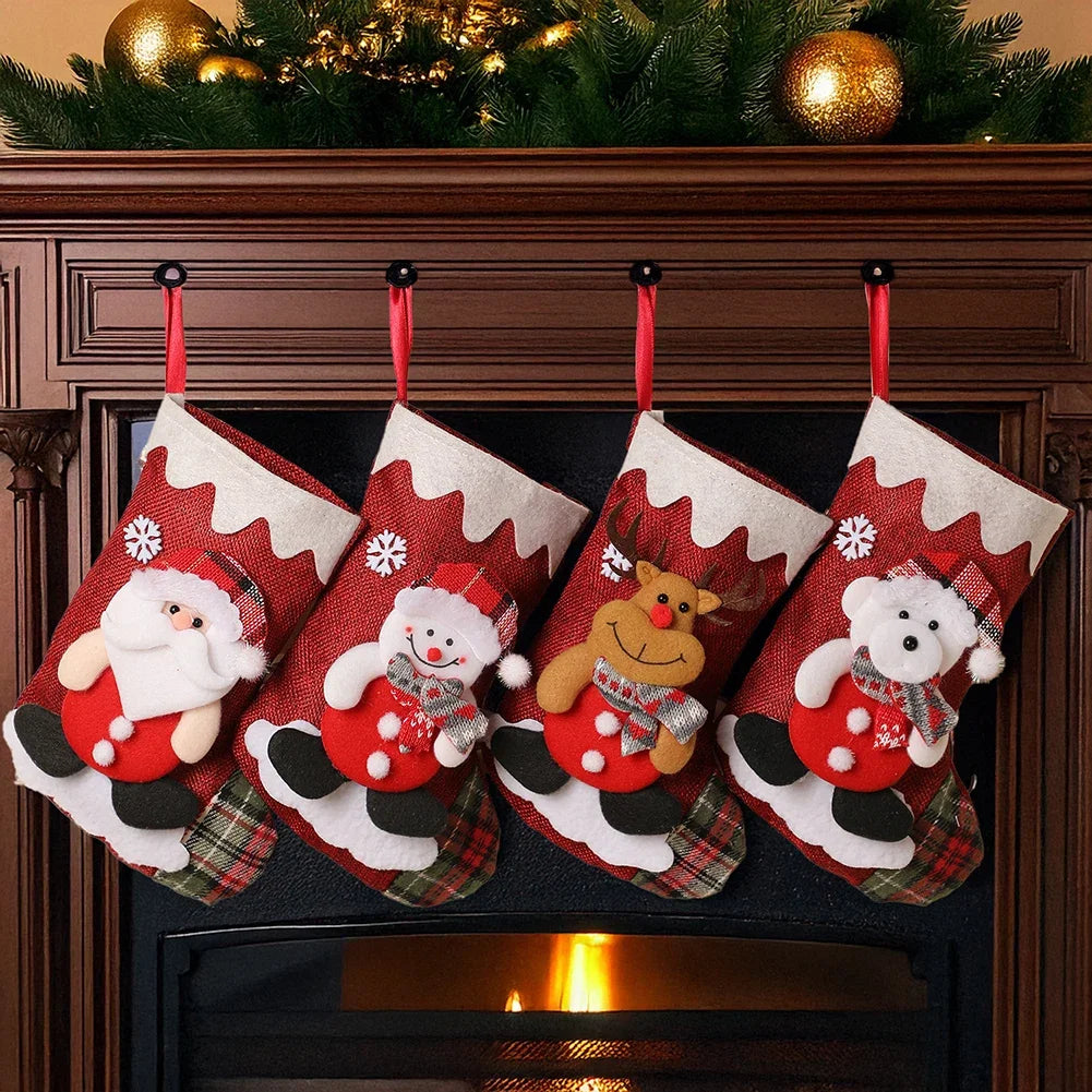 22*16*1cm Christmas Stocking Decorative Accessory Eye-catching Holiday Decor Festive Atmosphere Enhancement Fun Santa Design Oasis Select