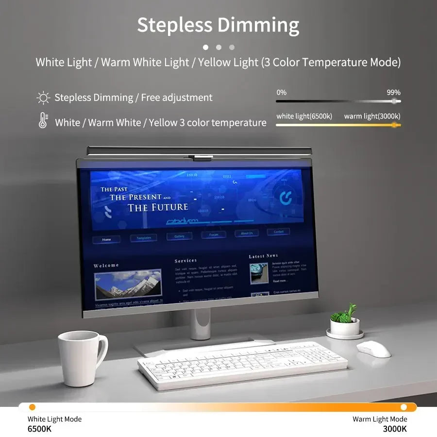 50CM USB LED Desk Lamp Computer Screen Hanging Ligh Stepless Dimming Monitor Light Bar Eye Protection Book Light for Study Room Oasis Select