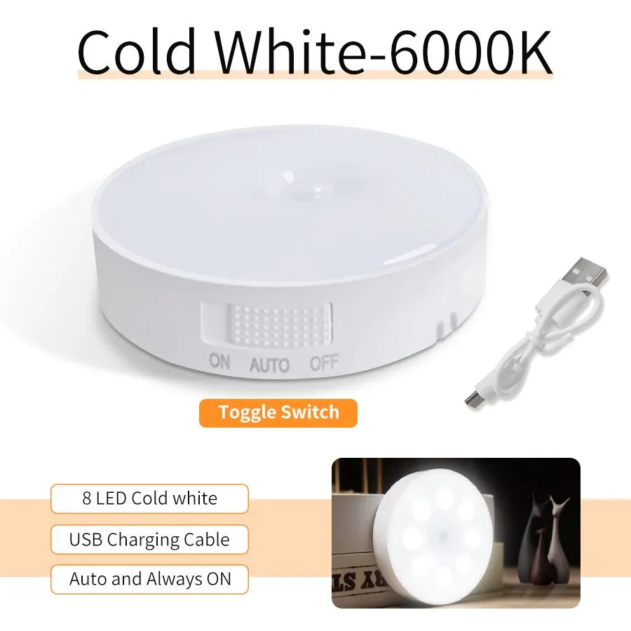 Rechargeable LED Motion Sensor Night Light | Cabinet & Closet Motion Sensor Night Light Oasis Select With Switch White