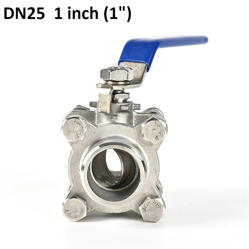 Stainless Steel BSP Thread Welding 1/2 "3/4" 1 "2" Ball Valve Three Piece Manual DN15 20 25 32 40 50 Industrial Pipeline Valve Oasis Select DN25 1 inch 304 Lightweight