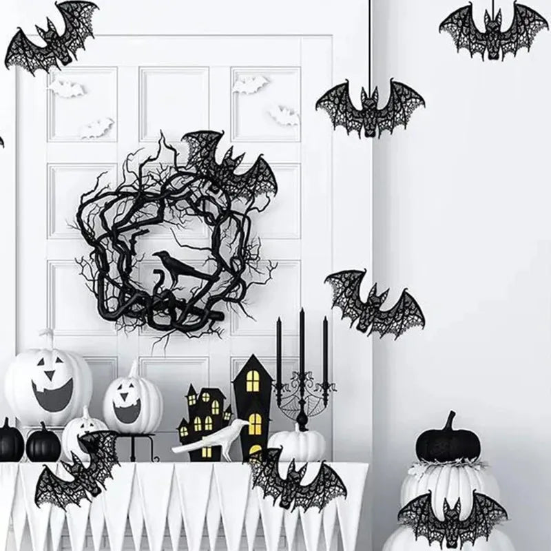 2pc Lace Halloween Bat Ghost Festival Decoration Black Halloween Decoration Accessory for Diy Clothing Oasis Select