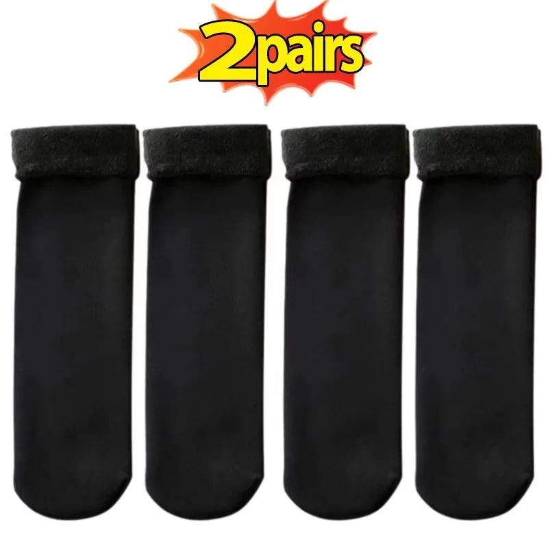 1-10Pairs Women Winter Warm Thicken Short Thermal Cashmere Wool Socks Nylon Snow Velvet Boots Home Floor Calcetines Mujer Sock Oasis Select 2pair-black