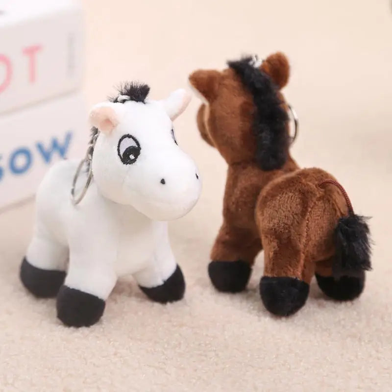 1Pcs Cartoon Pony Pendant Stuffed Animal Horse Plush Toy Key Ring Backpack Ornaments Hanging Decoration Oasis Select