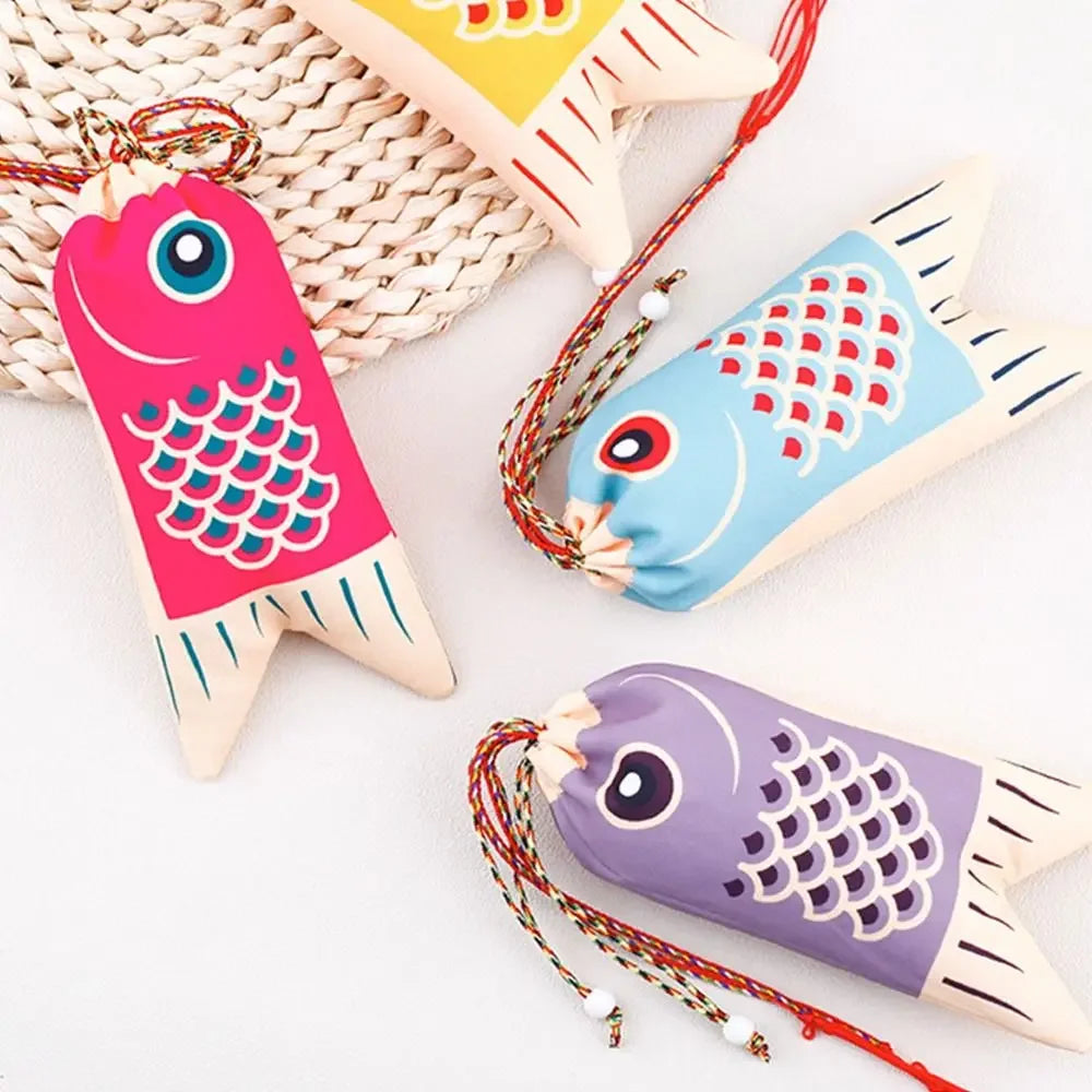 Koi Carp Blessing Bag Japanese Style Sachet Ethnic Style Jewelry Bags Coin Purse Hanfu Decor Brocade Lucky Pouch Small Item Bag Oasis Select