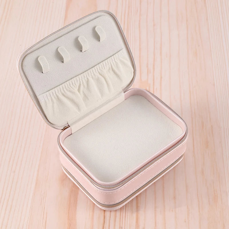 Portable Jewelry Storage Box Organizer Display Travel Jewelry Zipper Case Box Earrings Necklace Rings Jewelry Box Oasis Select