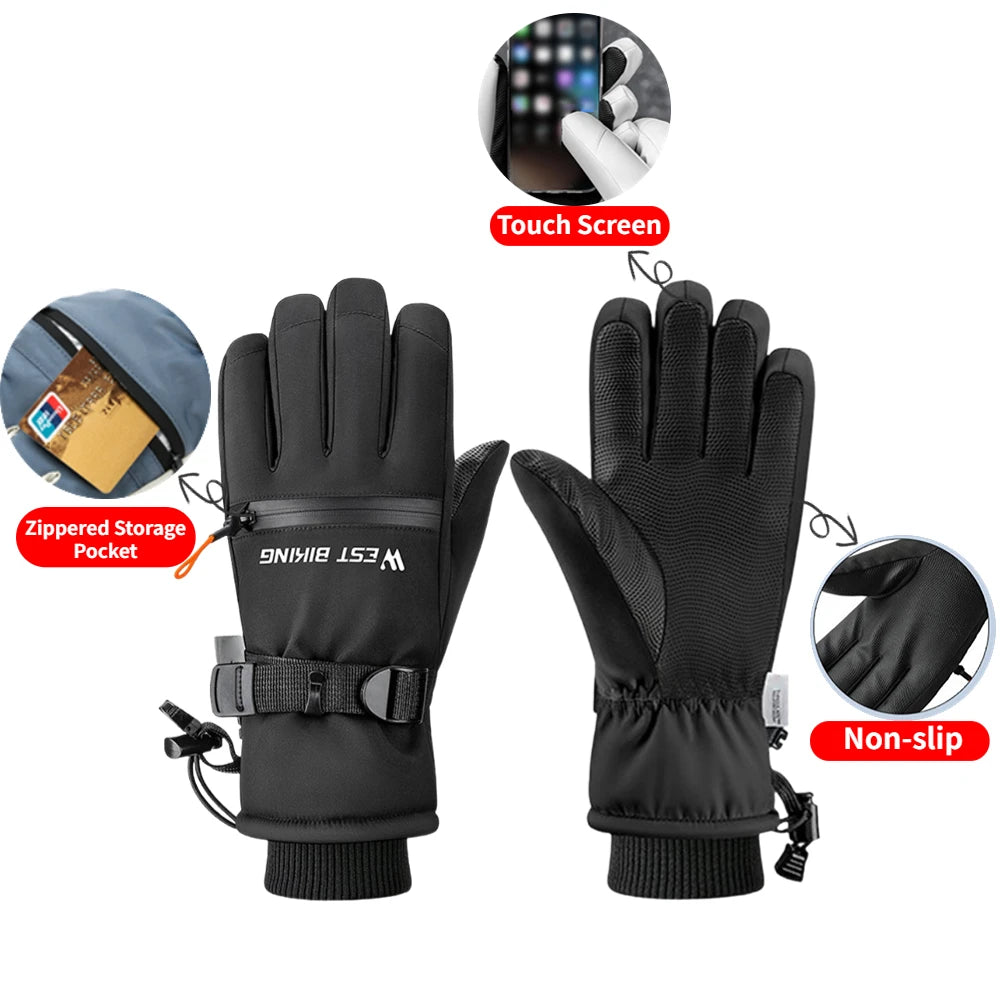 Winter ski gloves for men and women waterproof windproof warmth thickened anti-slip touch screen riding driving gloves Oasis Select
