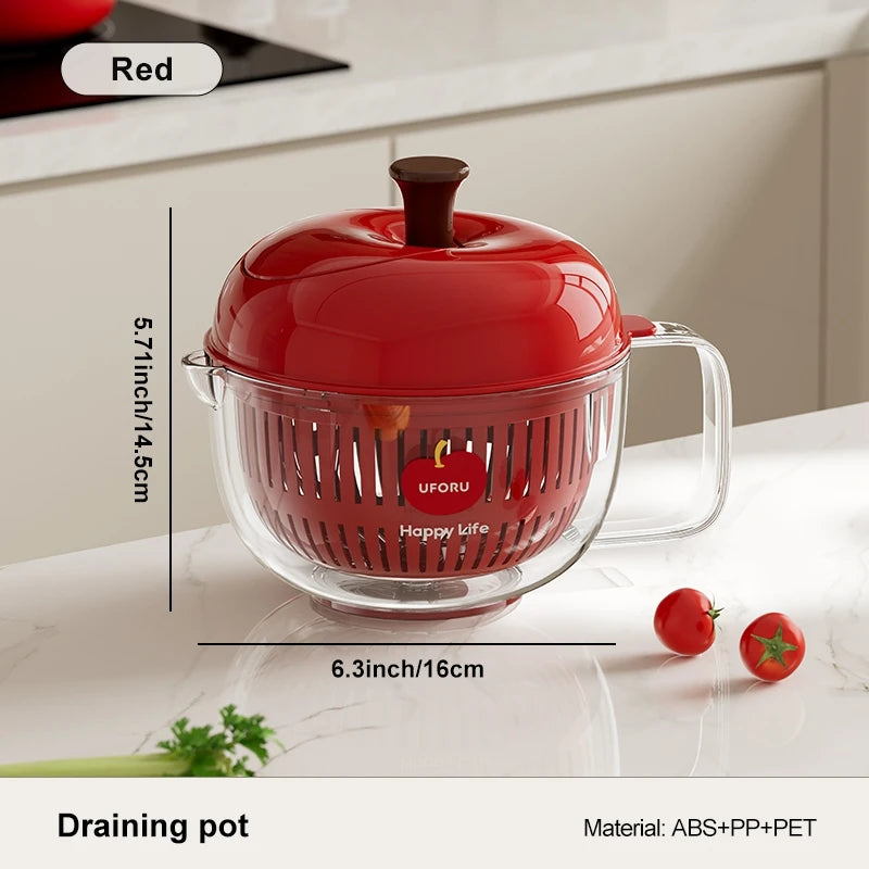 Joined Large Salad Spinner with Drain, Bowl, and Colander - Quick and Easy Multi-Use Lettuce Spinner, Vegetable Dryer, Fruit Was Oasis Select Red