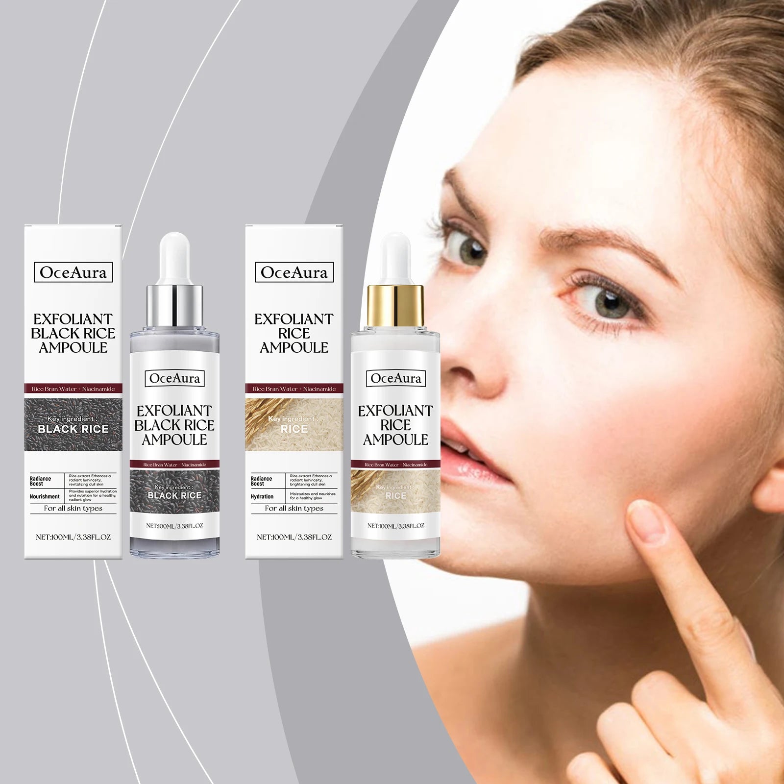 Rice Exfoliating Serum Dead Skin Remover Facial Glowing Replenisning Oil Control Shrink Pore Hyaluronic Acid Brightening Serum Oasis Select
