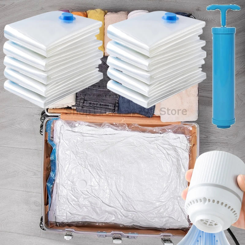 7Sizes Reusable Vacuum Bags or Electric/Hand Pump Vacuum Compression Sealer Bag Mini Vacuum Sealer Machine for Clothes Organizer Oasis Select