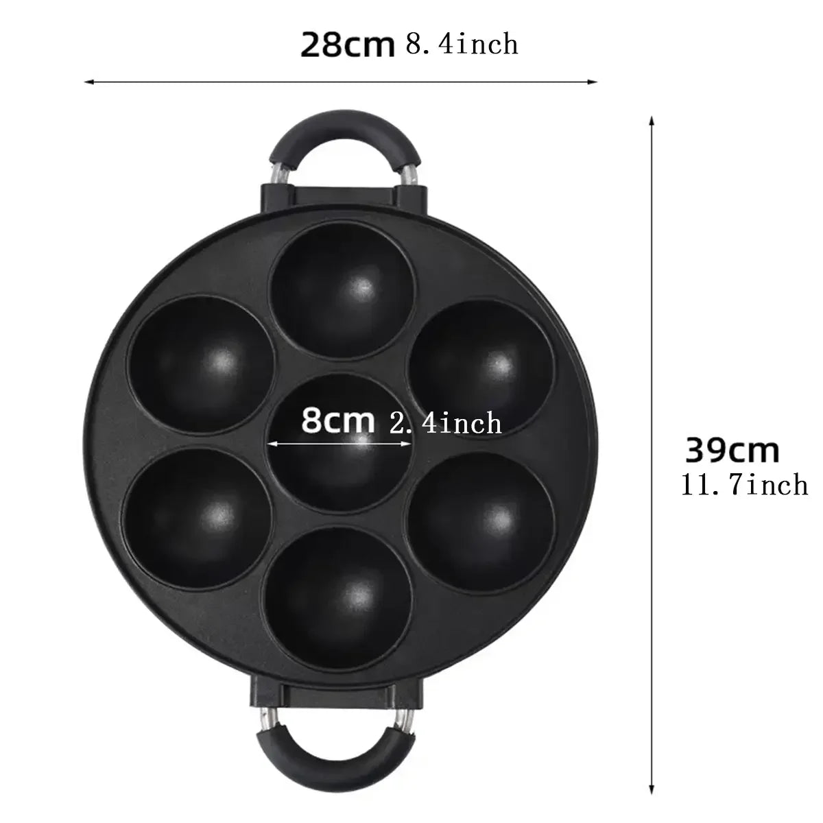 7 Hole Cake Cooking Pan Cast Iron Omelette Pan Non-stick Cooking Pot Breakfast Egg Cooking Pie Cake Mold Cookware Kitchenware Oasis Select