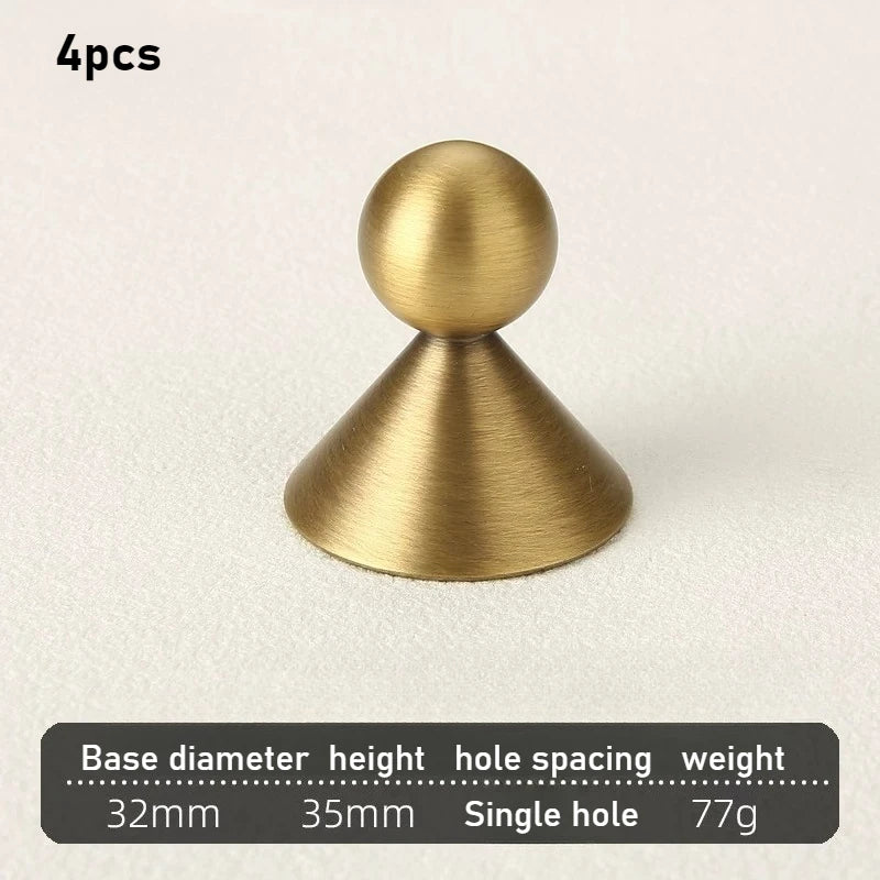Brass French Retro Style Wind Cabinet Door Light Luxury Wardrobe Drawer Round Furniture Gold Silver Antique Bronze Handle Oasis Select Yellow Bronze 4PCS