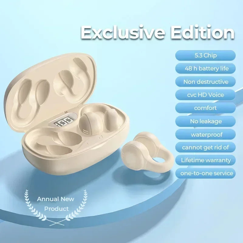 NEW X58 Wireless Earphone Noise Reduction Bluetooth LDE Power Display Earbuds in-Ear Headsets with Mic Touch Control for Phone Oasis Select khaki