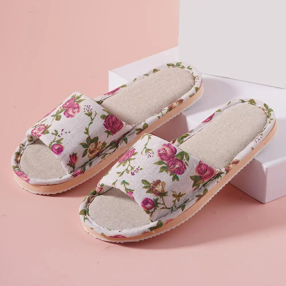 Fashion Floral Slippers Women Casual Comfortable Indoor Home Flat Shoes Anti Slip Sandals Spring Autumn September Essential Oasis Select