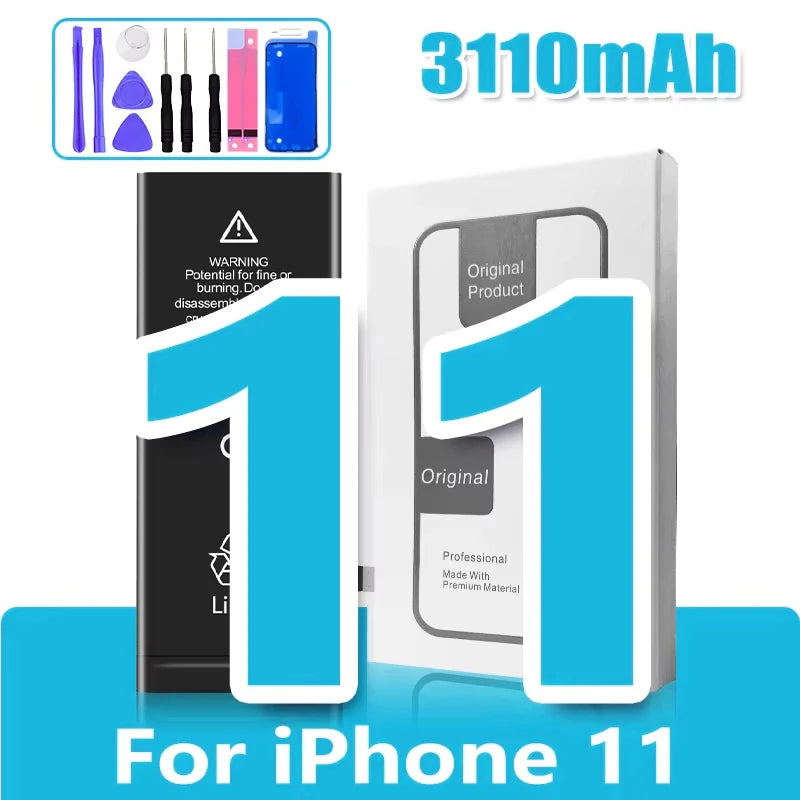 0 Cycle High Capacity Battery For iPhone 11 11Pro 12Pro 12 13 14 13Pro 14Pro Max Mini Phone Bateria + Free Tool Kit Oasis Select 11 3110mAh