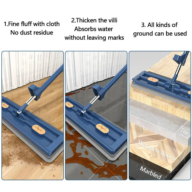 42cm Flat Mop No need to hand-wash floor squeeze mop Lazy Mop Absorbent Flat Mop Wet & Dry Absorbent Mop Cleaning Tools Oasis Select